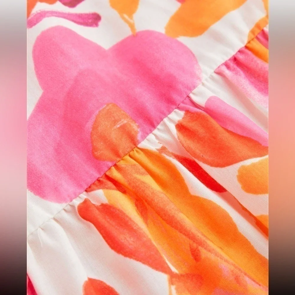 New ZARA Long Multicolored Print Midi Dress